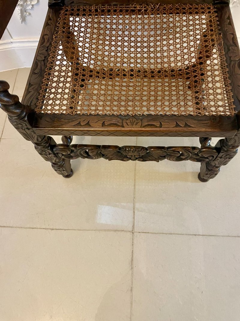 Set of Six Antique Victorian Quality Carved Oak Dining Chairs - Image 15